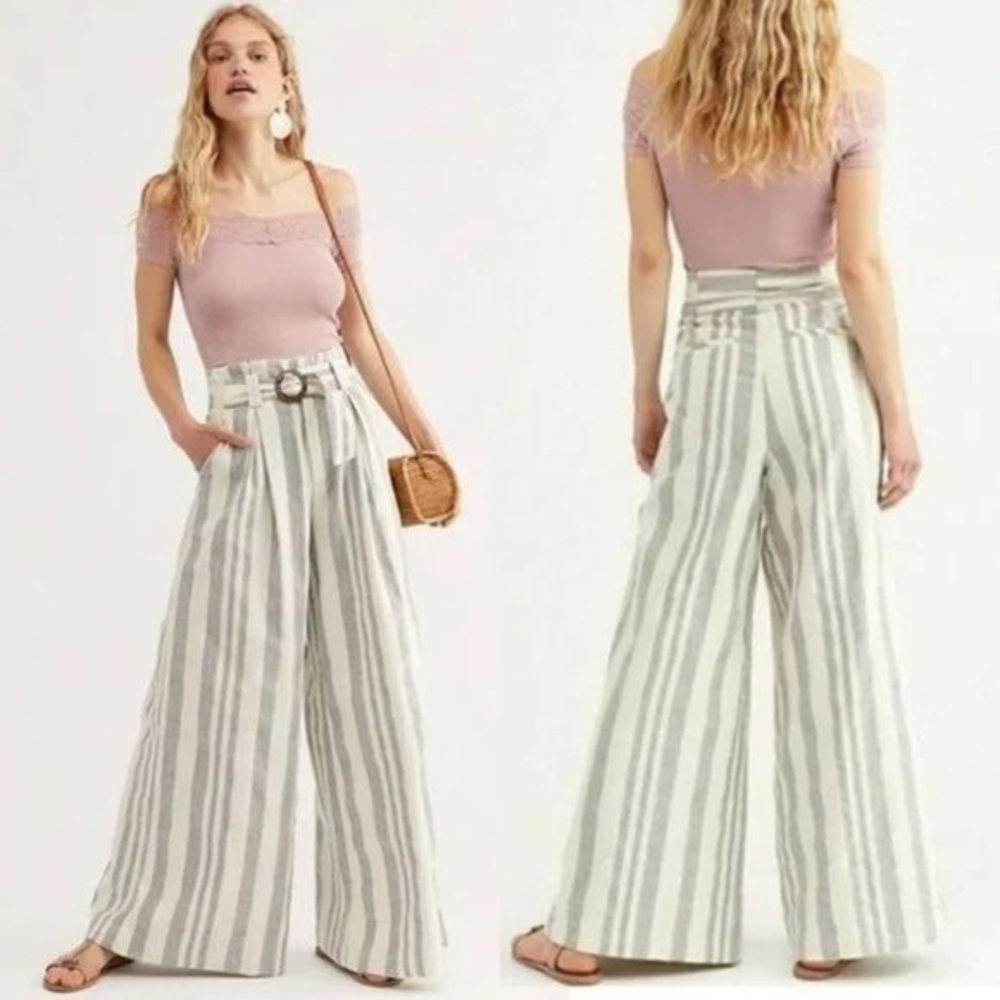 Free People  Hi Tyed Wide Leg Striped Pants. 12